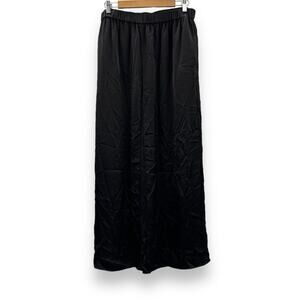RTR Rosetta Getty Collective Black Satin Crossover Wide Leg Pull-On Pants Sz‎ 16